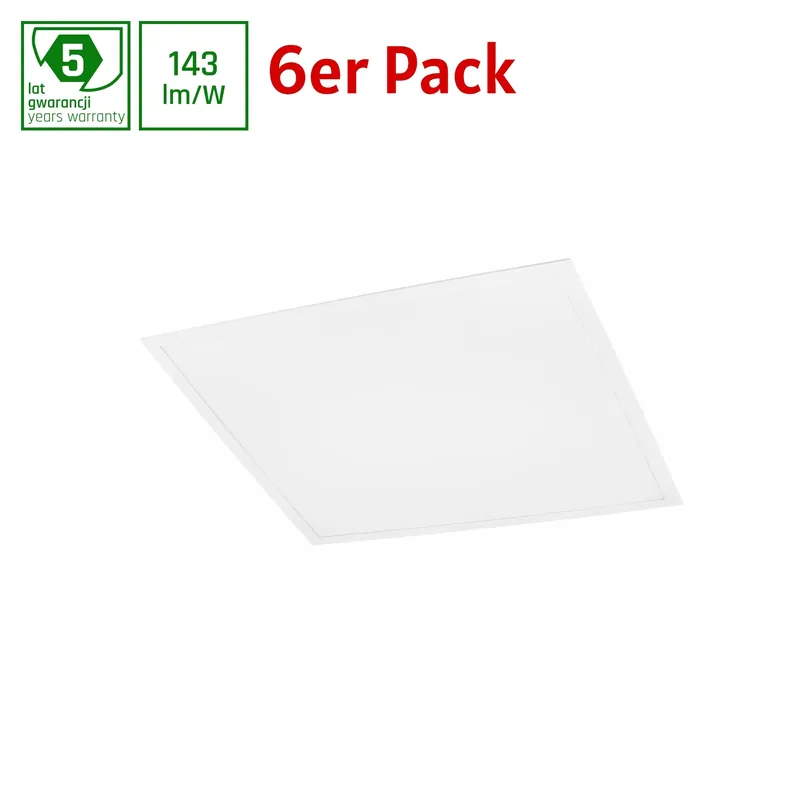 6er Pack Spectrum LED Panel Algine Backlight 30W eckig 60x60cm weiß 4300lm 120° IP20 Kaltweiß 6000K Geprüft