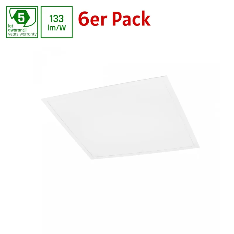 Top-Seller 6er Pack Spectrum LED Panel Algine Backlight 40W eckig 60x60cm weiß 5300lm 120° IP20 Warmweiß 3000K