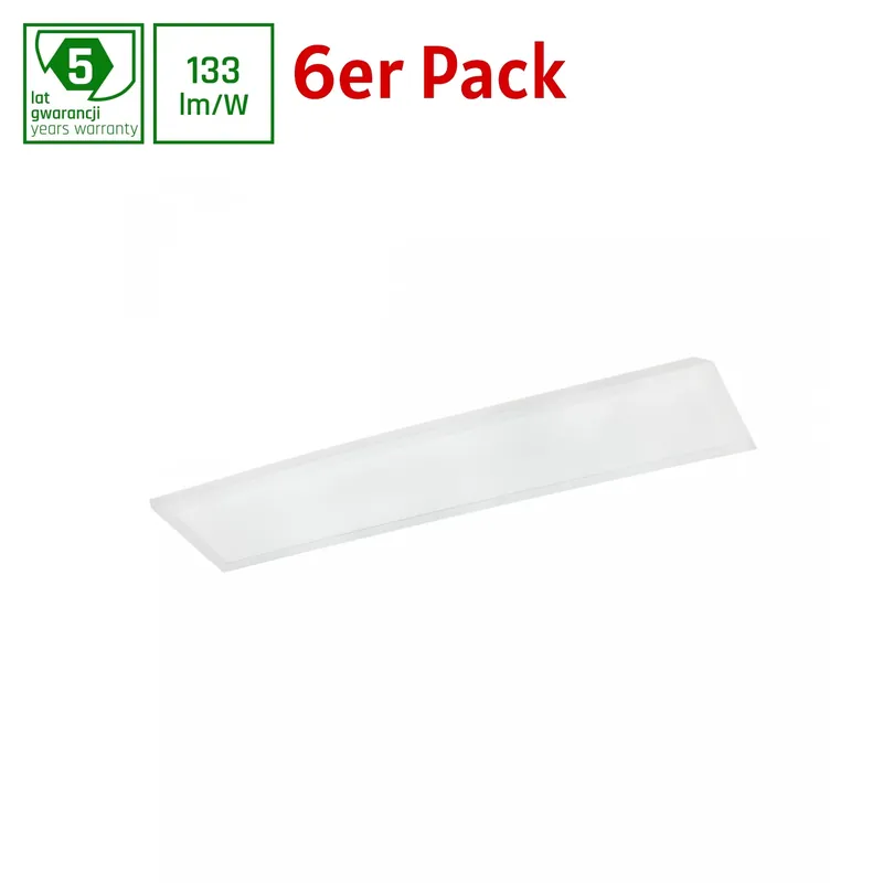 Rabatt 6er Pack Spectrum LED Panel Algine Backlight 30W eckig 30x120cm 4000lm 120° IP20 Neutralweiß 4000K