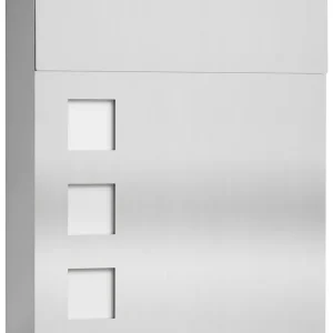 Begrenztes Angebot CMD Briefkasten Mailbox-Serie aus Edelstahl mit Fenster aus Opalglas, Einwurfschacht 43 x 273.mit Fe