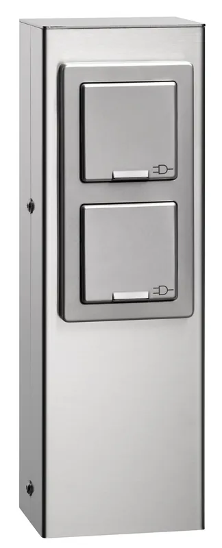 Must-Have LCD Steckdosensäule Edelstahl 2-fach