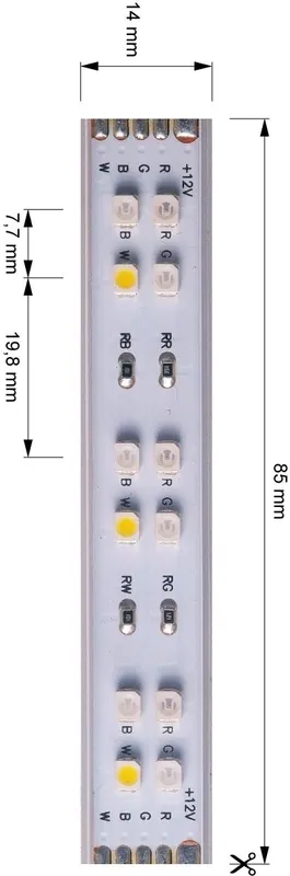 Deko-Light Flexibler LED Stripe, 3528-2x72-12V-RGB+6000K-5m-Silikon Markenprodukt