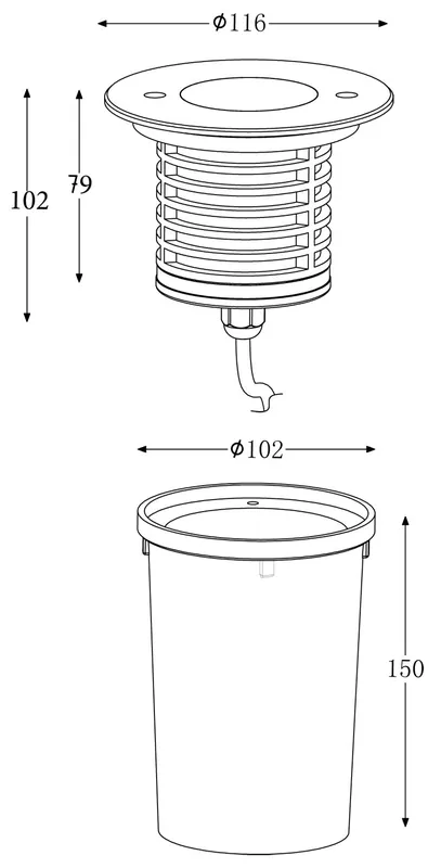 Jetzt Kaufen Bodeneinbauleuchte, Bodeneinbauleuchte II CW, spannungskonstant, symmetrisch, 220-240V AC/50-60Hz, L
