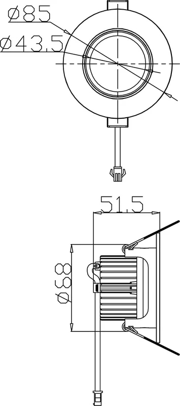 Versand Am Gleichen Tag Deckeneinbauleuchte, COB-68-24V-2700K-rund, spannungskonstant, 24V DC, Leistung / Leistungsaufnahme: