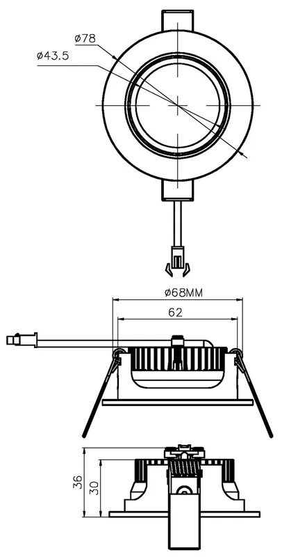 Solange Der Vorrat Reicht Deckeneinbauleuchte, COB-68-350mA-2700K-rund-flach, stromkonstant, 14-15V DC, 350 mA, Leistung / Lei