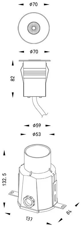 Bodeneinbauleuchte, Easy COB Round II CW, spannungskonstant, symmetrisch, 220-240V AC/50-60Hz, Leist Markenprodukt