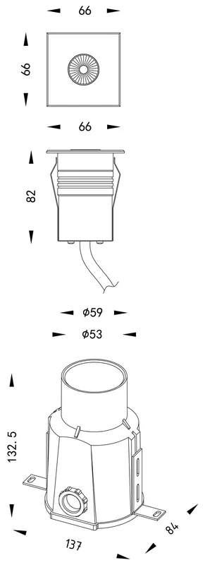 Bodeneinbauleuchte, Easy COB Square I WW, spannungskonstant, symmetrisch, 24V DC, Leistung / Leistun Saisonangebot