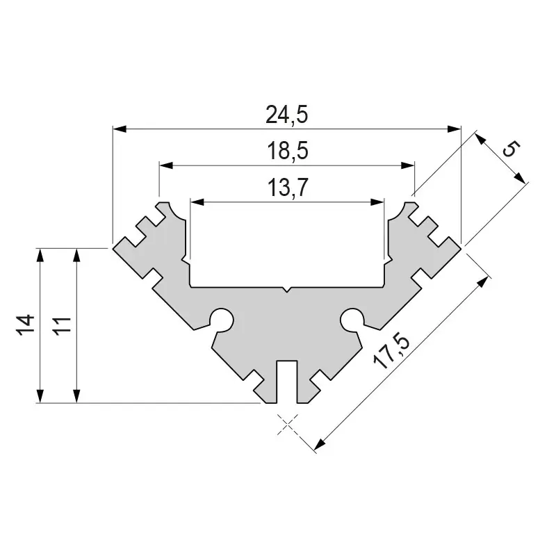 Eck-Profil EV-04-12 für 12 - 13,3 mm LED Stripes, Silber-matt, eloxiert, 2000 mm Markenware