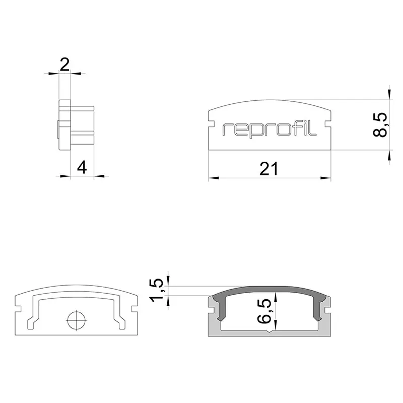 Reprofil, Endkappe F-AU-01-15 Set 2 Stk, Kunststoff, Länge: 21 mm Heißes Angebot