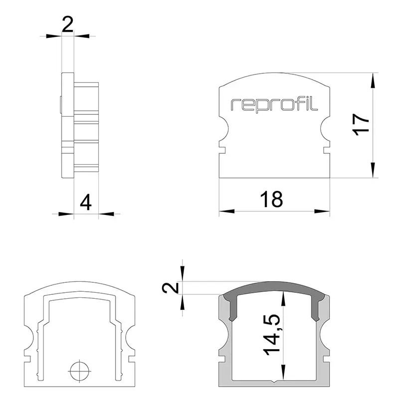 Reprofil, Endkappe F-AU-02-12 Set 2 Stk, Kunststoff, Länge: 18 mm Preis Gesenkt