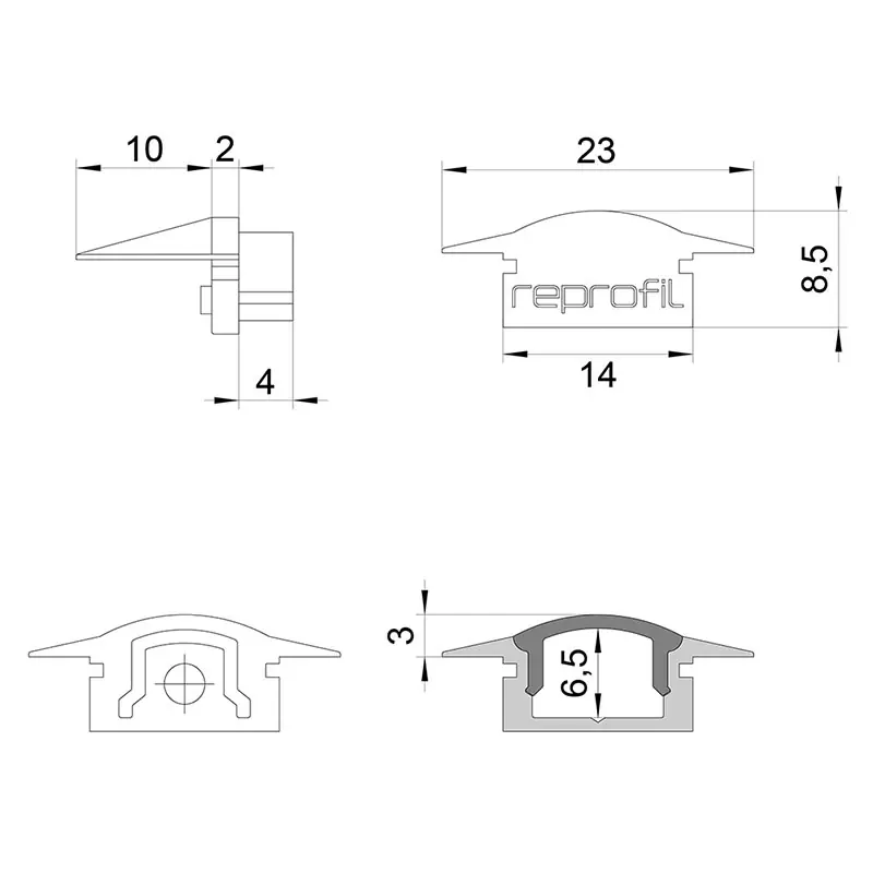 Jetzt Bestellen Reprofil, Endkappe F-ET-01-08 Set 2 Stk, Kunststoff, Länge: 23 mm