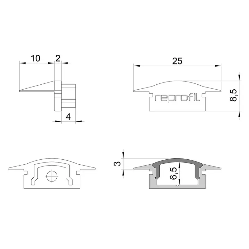 Reprofil, Endkappe F-ET-01-10 Set 2 Stk, Kunststoff, Länge: 25 mm Günstig