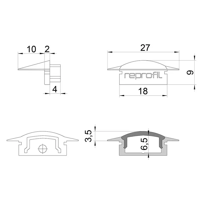 Reprofil, Endkappe F-ET-01-12 Set 2 Stk, Kunststoff, Länge: 27 mm Aktuell