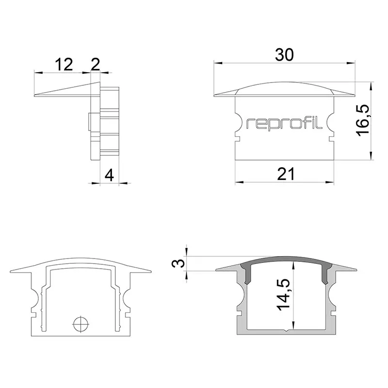 Must-Have Reprofil, Endkappe F-ET-02-15 Set 2 Stk, Kunststoff, Länge: 30 mm