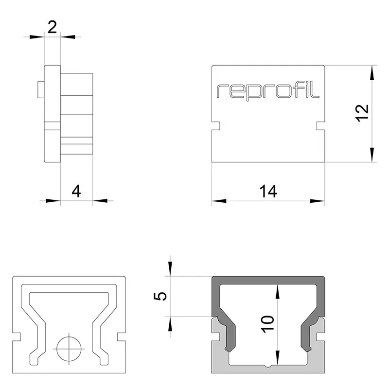 Reprofil, Endkappe H-AU-01-08 Set 2 Stk, Kunststoff, Länge: 14 mm Top-Angebot