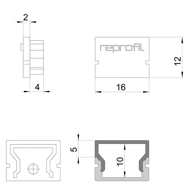 Reprofil, Endkappe H-AU-01-10 Set 2 Stk, Kunststoff, Länge: 16 mm Sale