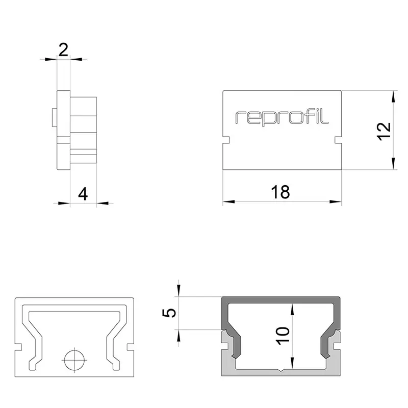 Reprofil, Endkappe H-AU-01-12 Set 2 Stk, Kunststoff, Länge: 18 mm Sonderaktion