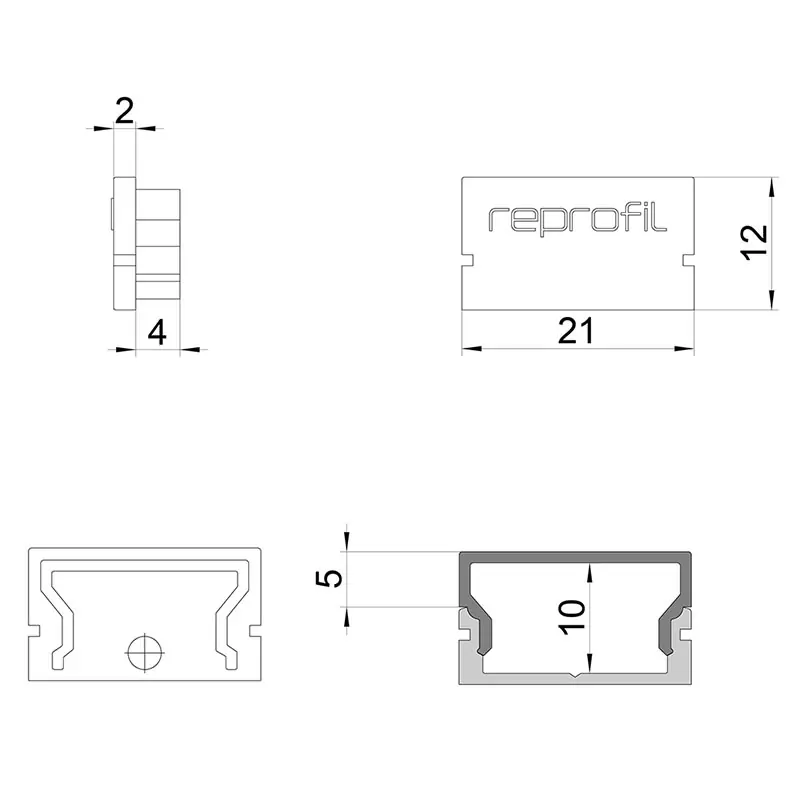 Reprofil, Endkappe H-AU-01-15 Set 2 Stk, Kunststoff, Länge: 21 mm Top-Angebot