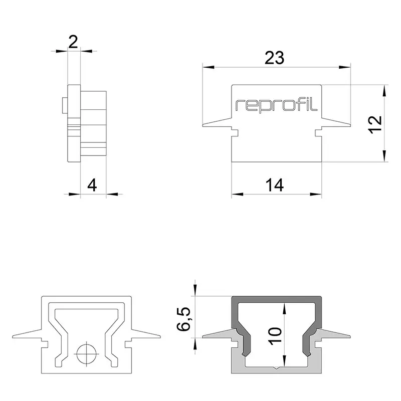 Versand Am Gleichen Tag Reprofil, Endkappe H-ET-01-08 Set 2 Stk, Kunststoff, Länge: 23 mm