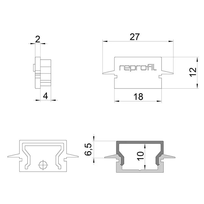 Reprofil, Endkappe H-ET-01-12 Set 2 Stk, Kunststoff, Länge: 27 mm Aktuell
