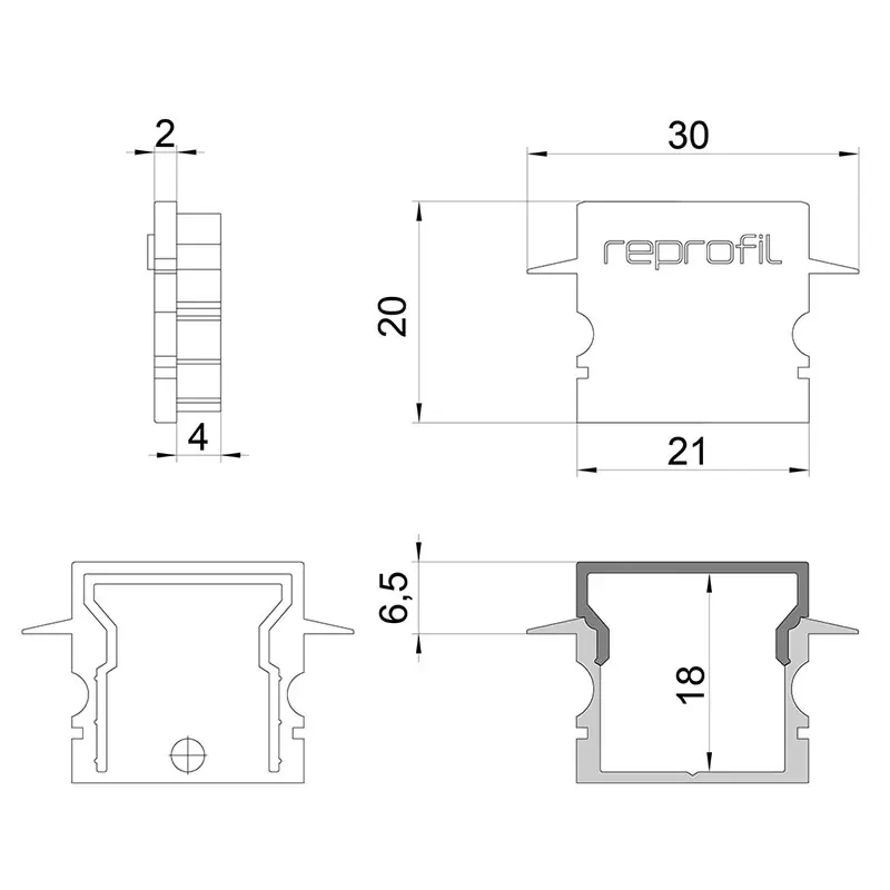 Heißes Angebot Reprofil, Endkappe H-ET-02-15 Set 2 Stk, Kunststoff, Länge: 30 mm