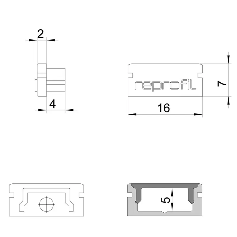 Reprofil, Endkappe P-AU-01-10 Set 2 Stk, Kunststoff, Länge: 16 mm Beliebt