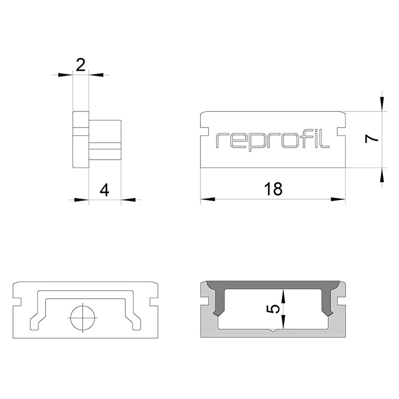 Reprofil, Endkappe P-AU-01-12 Set 2 Stk, Kunststoff, Länge: 18 mm Sichere Zahlung