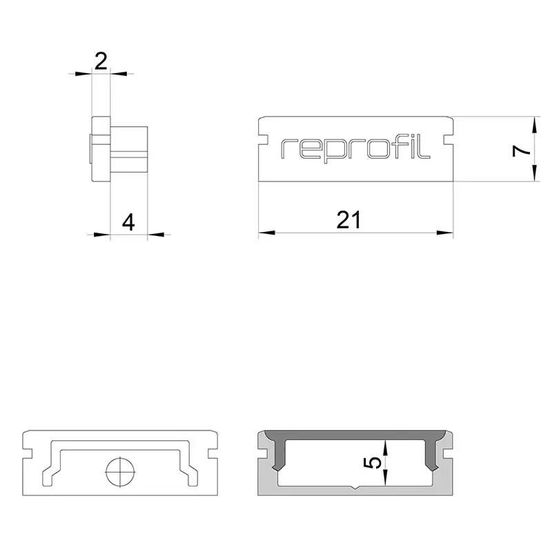Bestseller Reprofil, Endkappe P-AU-01-15 Set 2 Stk, Kunststoff, Länge: 21 mm