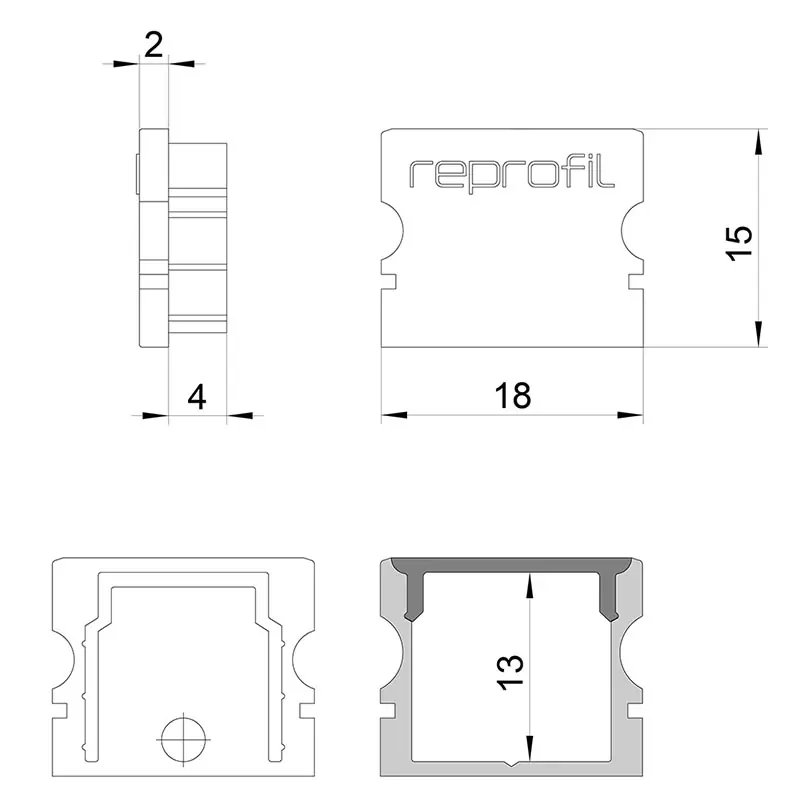 Bestseller Reprofil, Endkappe P-AU-02-12 Set 2 Stk, Kunststoff, Länge: 18 mm