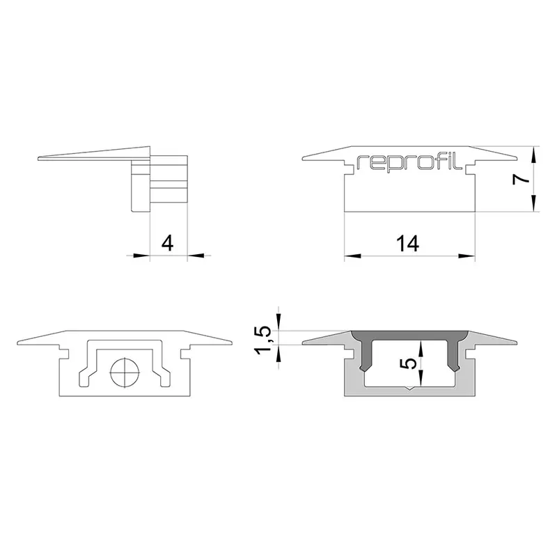 Reprofil, Endkappe P-ET-01-08 Set 2 Stk, Kunststoff, Länge: 23 mm Solange Der Vorrat Reicht