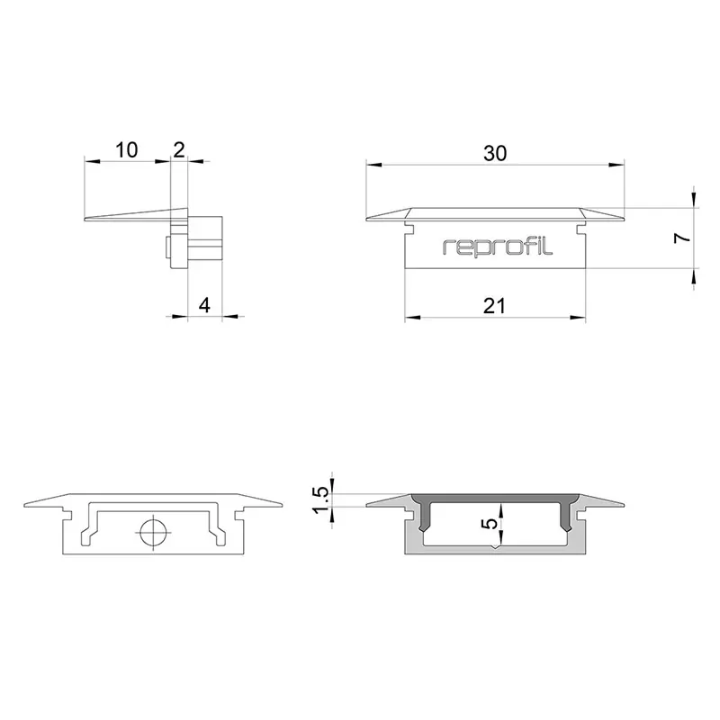 Reprofil, Endkappe P-ET-01-15 Set 2 Stk, Kunststoff, Länge: 30 mm Top-Seller