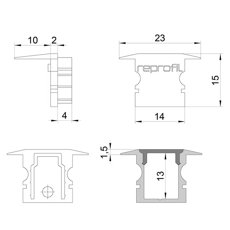 Reprofil, Endkappe P-ET-02-08 Set 2 Stk, Kunststoff, Länge: 23 mm Letzte Chance