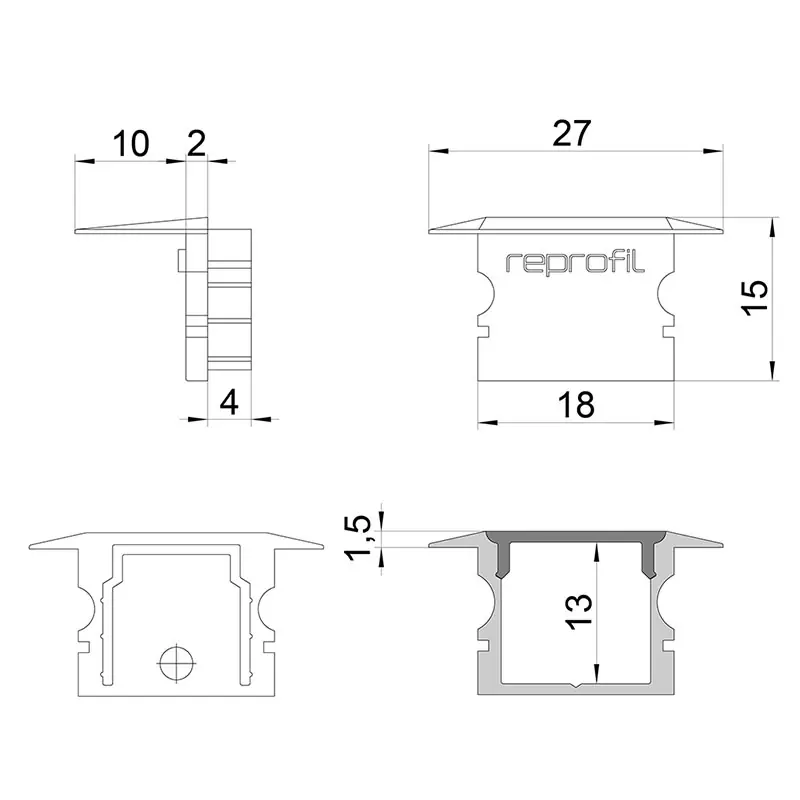 Reprofil, Endkappe P-ET-02-12 Set 2 Stk, Kunststoff, Länge: 27 mm Bestpreis