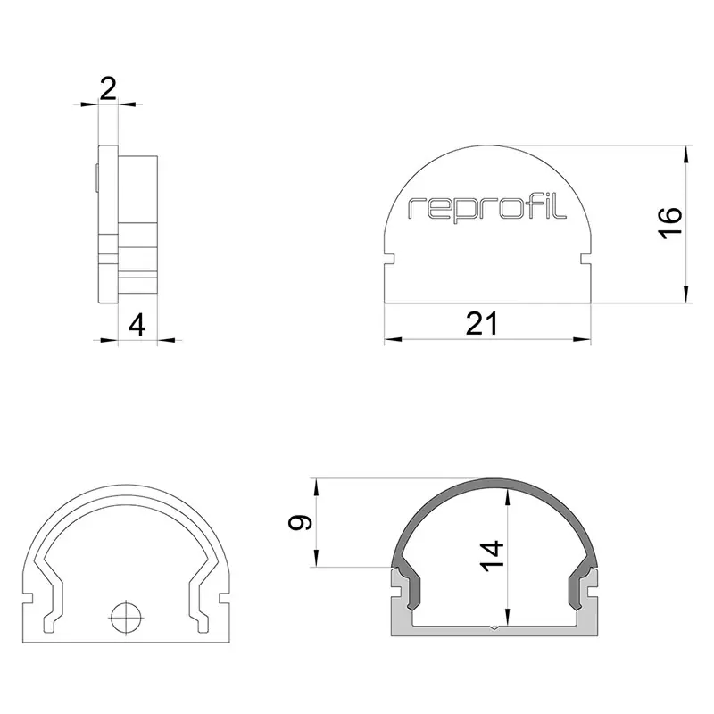 Reprofil, Endkappe R-AU-01-15 Set 2 Stk, Kunststoff, Länge: 21 mm Meistverkauft