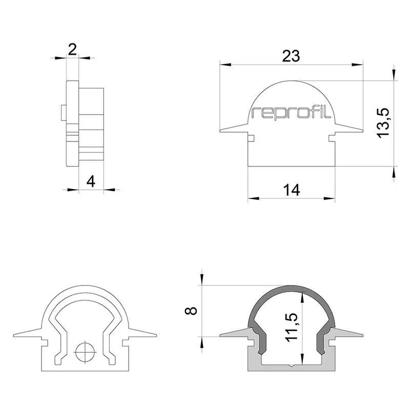Reprofil, Endkappe R-ET-01-08 Set 2 Stk, Kunststoff, Länge: 23 mm Angebot