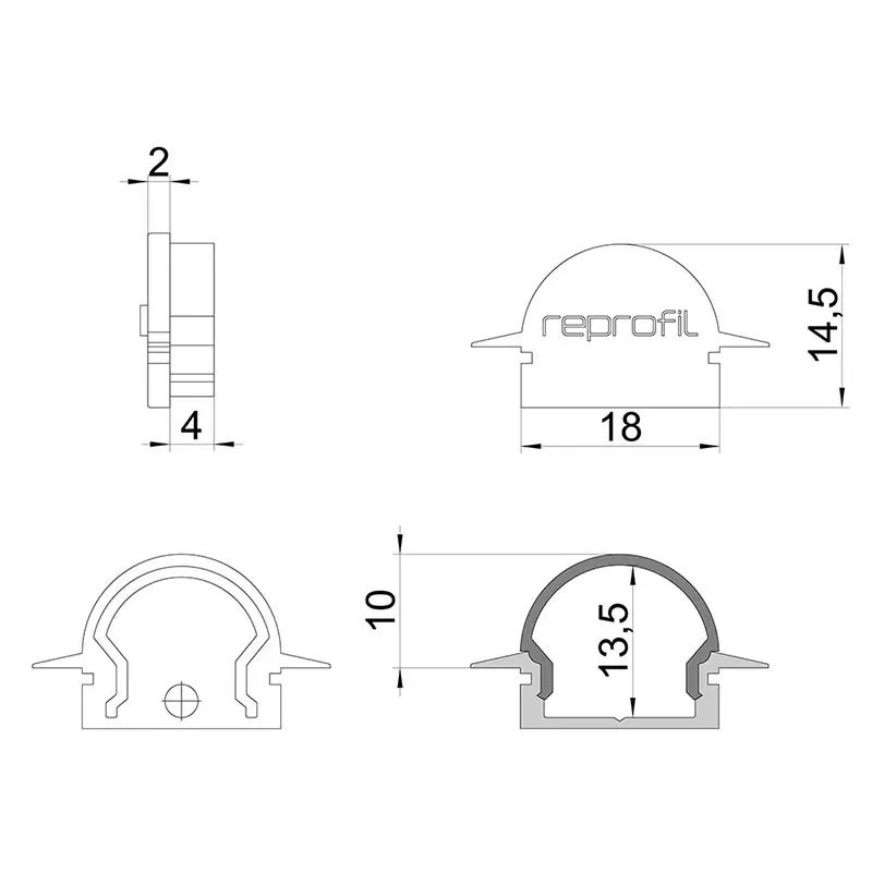 Reprofil, Endkappe R-ET-01-12 Set 2 Stk, Kunststoff, Länge: 27 mm Top-Seller