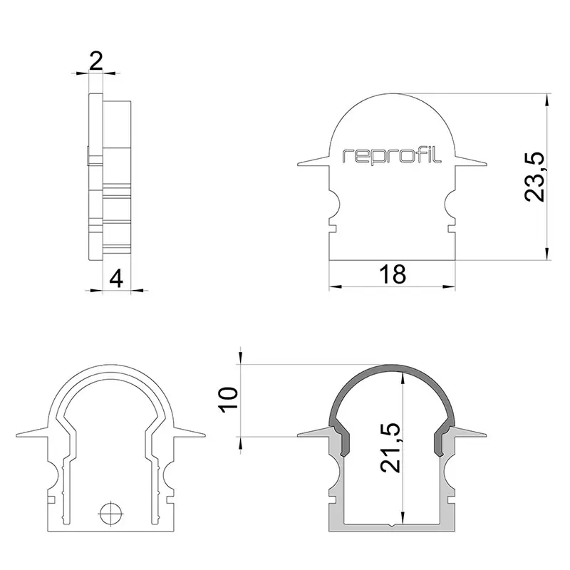 Reprofil, Endkappe R-ET-02-12 Set 2 Stk, Kunststoff, Länge: 27 mm Bestpreis
