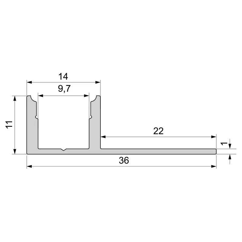 Sonderangebot Fliesen-Profil EL-01-08 für 8 - 9,3 mm LED Stripes, Silber-matt, eloxiert, 2500 mm