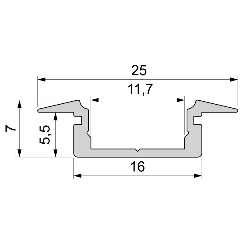 Preiswert T-Profil flach ET-01-10 für 10 - 11,3 mm LED Stripes, Weiß-matt, 2000 mm