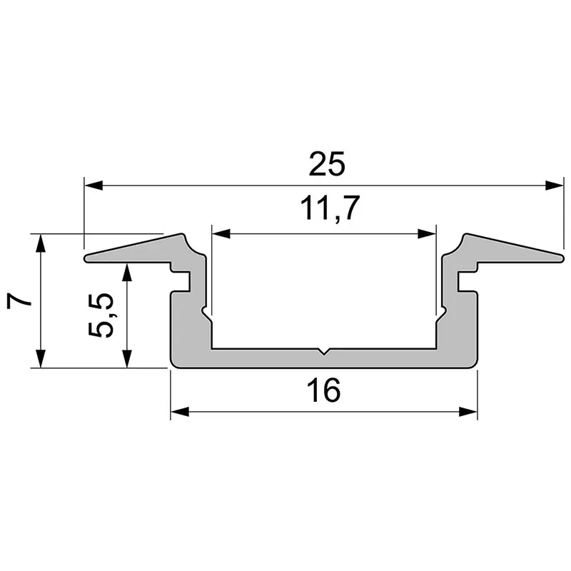 Saisonangebot T-Profil flach ET-01-10 für 10 - 11,3 mm LED Stripes, Silber-matt, eloxiert, 4000 mm