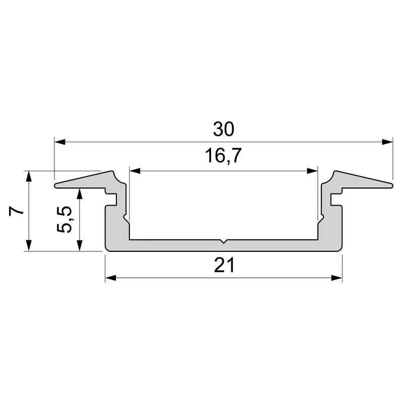 Finale Aktion T-Profil flach ET-01-15 für 15 - 16,3 mm LED Stripes, Silber, gebürstet, 2000 mm