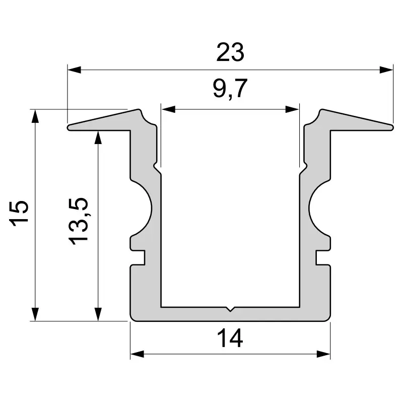 T-Profil hoch ET-02-08 für 8 - 9,3 mm LED Stripes, Weiß-matt, 2000 mm Nur Heute