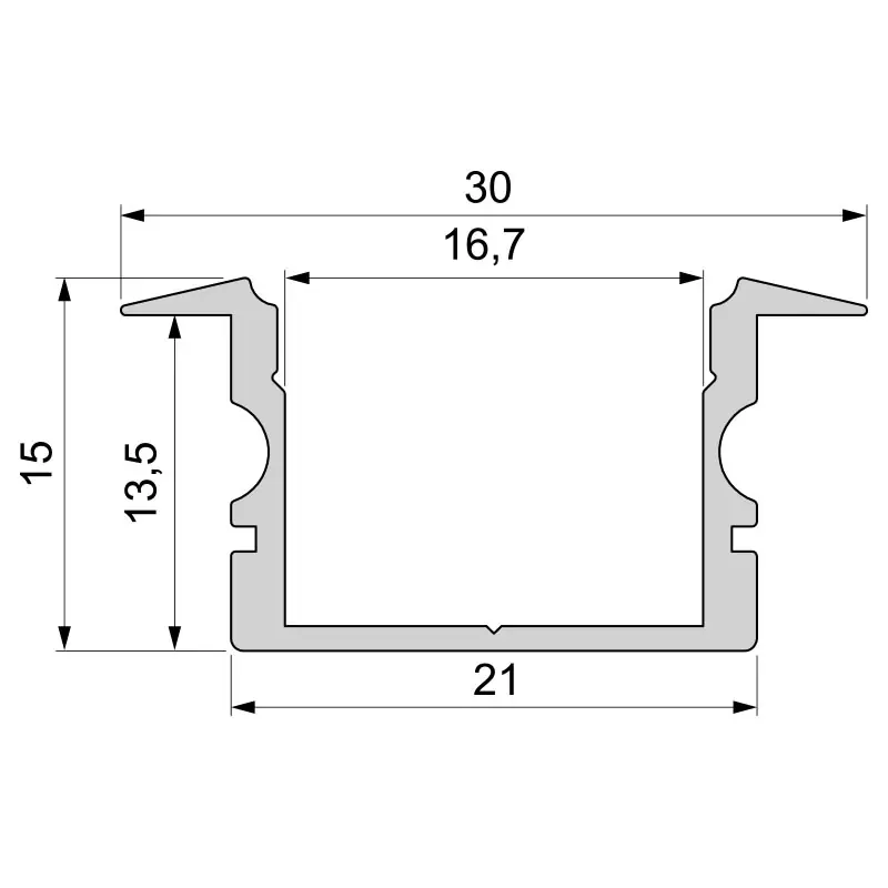 T-Profil hoch ET-02-15 für 15 - 16,3 mm LED Stripes, Weiß-matt, 1000 mm Markenware