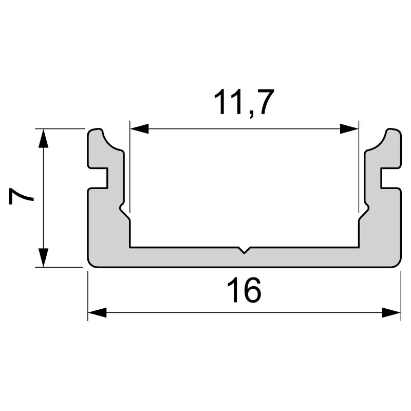 Neu U-Profil flach AU-01-10 für 10 - 11,3 mm LED Stripes, Weiß-matt, 2000 mm