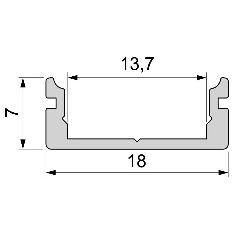 Aktuell U-Profil flach AU-01-12 für 12 - 13,3 mm LED Stripes, Schwarz-matt, eloxiert, 2000 mm