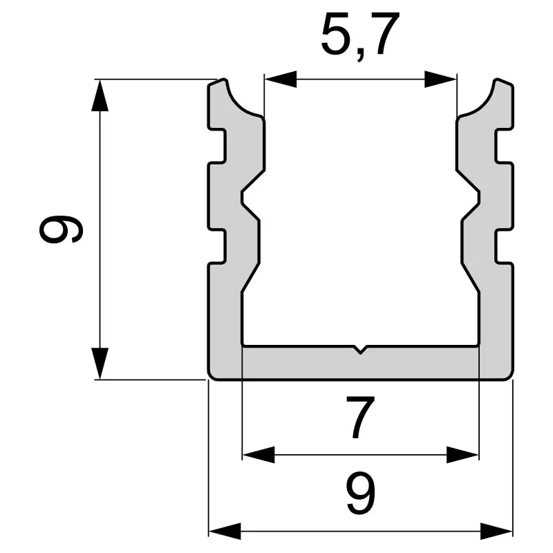 Letzte Chance U-Profil hoch AU-02-05 für 5 - 5,7 mm LED Stripes, Weiß-matt, 2000 mm
