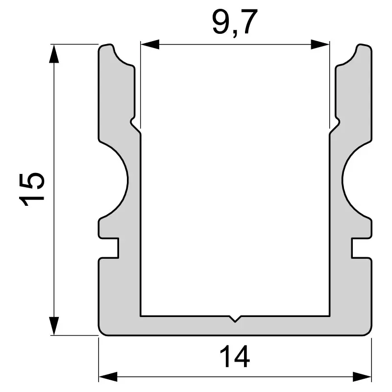 Neu Im Sortiment U-Profil hoch AU-02-08 für 8 - 9,3 mm LED Stripes, Schwarz-matt, eloxiert, 2000 mm