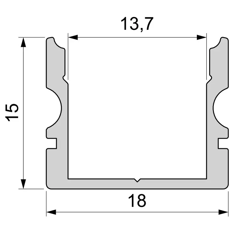 U-Profil hoch AU-02-12 für 12 - 13,3 mm LED Stripes, Silber, gebürstet, 2000 mm Schnäppchen