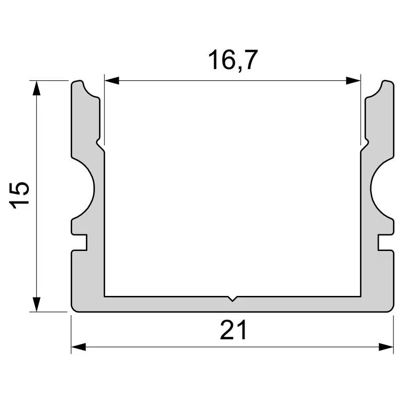 U-Profil hoch AU-02-15 für 15 - 16,3 mm LED Stripes, Silber, gebürstet, 2000 mm Beliebt