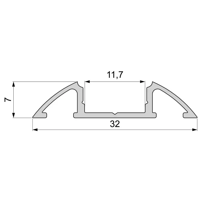 Unterbau-Profil flach AM-01-10 für 10 - 11,3 mm LED Stripes, Silber-matt, eloxiert, 2000 mm Highlight